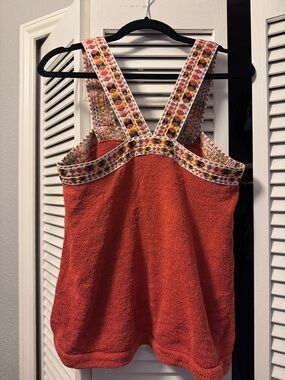 Madewell Orange Terry Tank with Multicolor Patterned Straps